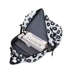 3pcs Set Donut Print Kids Backpack Set Girls Bookbag With Lunch Box Pen Bag Casual School Bags