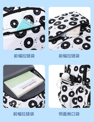 3pcs Set Donut Print Kids Backpack Set Girls Bookbag With Lunch Box Pen Bag Casual School Bags