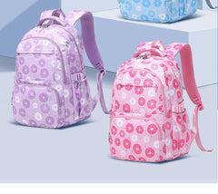 3pcs Set Donut Print Kids Backpack Set Girls Bookbag With Lunch Box Pen Bag Casual School Bags