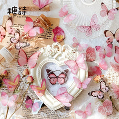 40 Pcs Vintage Butterfly Stickers Set Scrapbook Decoration For Album Journals Planner