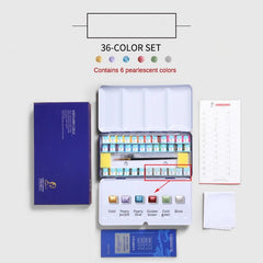 24/36/48 Portable Solid Watercolor Paint Set With Metal Case