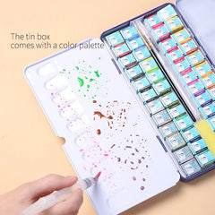 24/36/48 Portable Solid Watercolor Paint Set With Metal Case