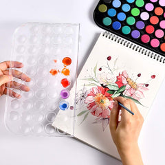 48 Colors Washable Non-toxic Watercolor Paint Set with 3 Brushes and Palette