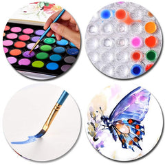 48 Colors Washable Non-toxic Watercolor Paint Set with 3 Brushes and Palette