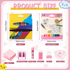 48 Pcs Back to School Supplies Kit K-12 Grad School Essentials Bundle Include Folders Notebooks Rulers Scissors Pencils Pens