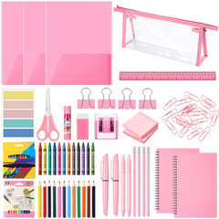 48 Pcs Back to School Supplies Kit K-12 Grad School Essentials Bundle Include Folders Notebooks Rulers Scissors Pencils Pens