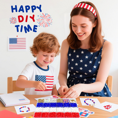 4th of July Red White and Blue Clay Beads Bracelet Making Kit with USA Letter Beads Patriotic Beads