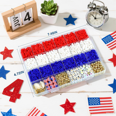 4th of July Red White and Blue Clay Beads Bracelet Making Kit with USA Letter Beads Patriotic Beads