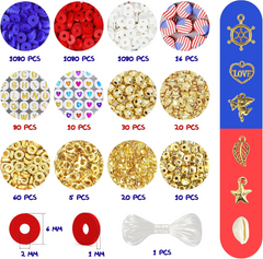 4th of July Red White and Blue Clay Beads Bracelet Making Kit with USA Letter Beads Patriotic Beads