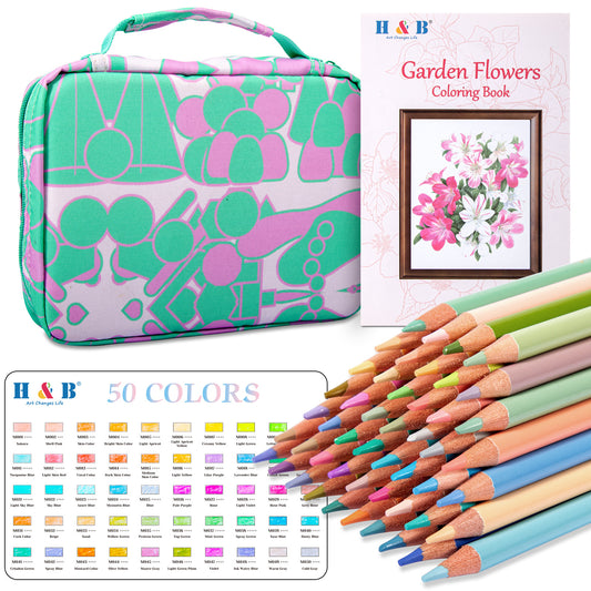 50 Colors Macaron Oil Colored Pencil Set Log Bright Color Round Rod Colored Pencil