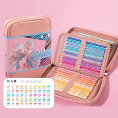 50 Colors Macaron Oil Colored Pencil Set Log Bright Color Round Rod Colored Pencil