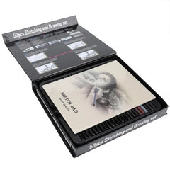 50pcs Sketching Pencils Set Professional Drawing Wood Pencil Kit