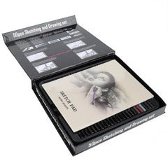 50pcs Sketching Pencils Set Professional Drawing Wood Pencil Kit