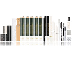 52pcs Graphite Charcoal Drawing Pencil Set With Iron Box Professional Sketch Wood Pencil Tool Kit