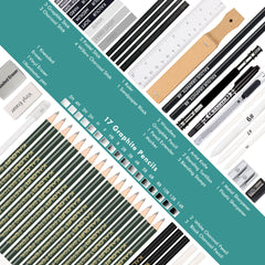 52pcs Graphite Charcoal Drawing Pencil Set With Iron Box Professional Sketch Wood Pencil Tool Kit