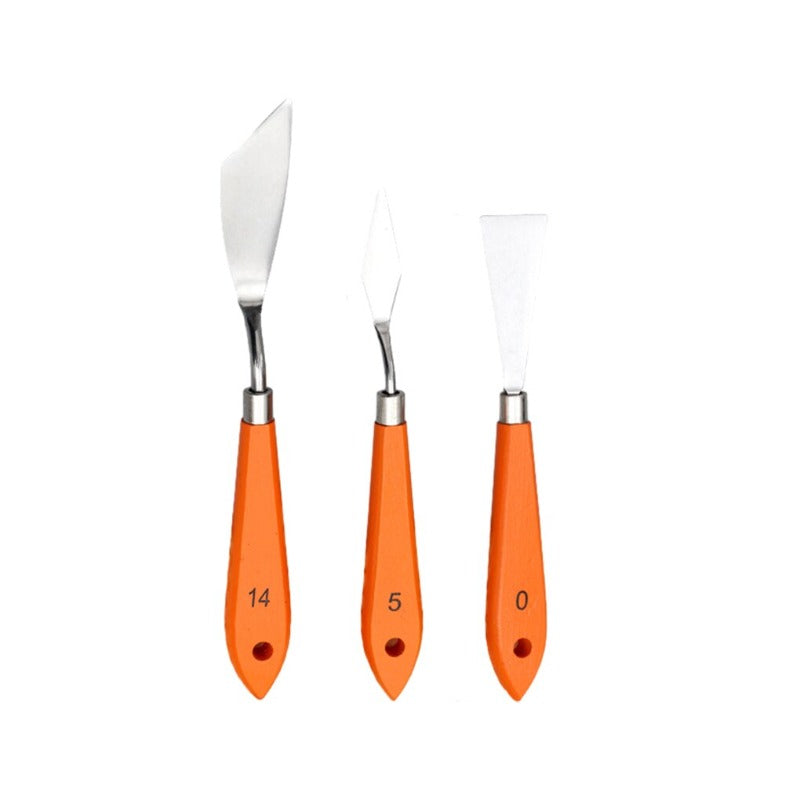 5Pcs Set Stainless Steel Palette Knife Wooden Flat Tip Scraper - honeylives