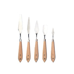 5Pcs Set Stainless Steel Palette Knife Wooden Flat Tip Scraper - honeylives