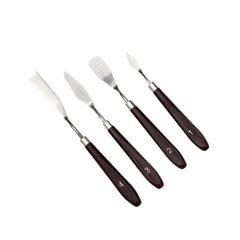 5Pcs Set Stainless Steel Palette Knife Wooden Flat Tip Scraper - honeylives
