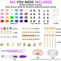 6000 Clay Beads Bracelet Making Kit With Charms for Jewelry Making, Crafts Gifts