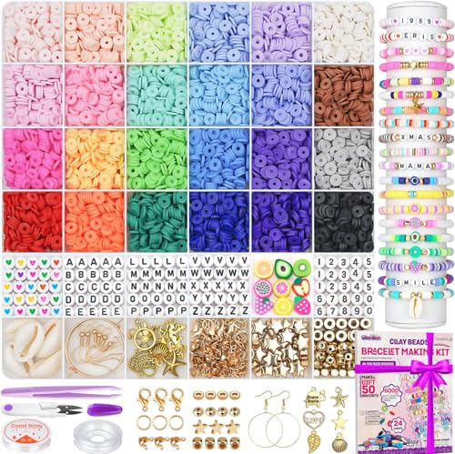 Clay Beads Bracelet Making Kit 6000 pcs With Charms for Jewelry Making