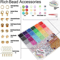 6000+pcs Clay Beads Bracelet Making Kit 24 Color DIY Flat Preppy Beads