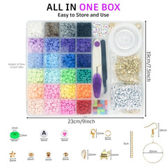 Clay Beads Bracelet Making Kit 6000pcs 24 Colors Flat Preppy Beads with Charms