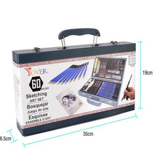 60Pcs/Set Professional Sketch Pencil With Charcoal Brush With Wooden Box