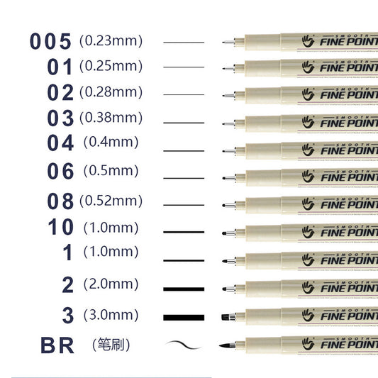 6/12pcs Fineliner Pens With Color Box Light-Resistant Waterproof Painting Set Fiber Pen Head