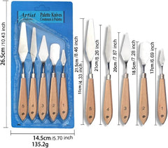 5Pcs Set Stainless Steel Palette Knife Wooden Flat Tip Scraper - honeylives