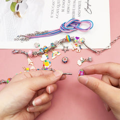 66pc Rainbow Bracelet Making Kit WIth Cartoon Rabbit Necklace Jewelry