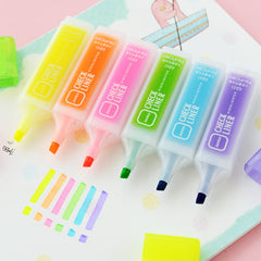 6 Colors Candy Color Highlighter Markers Set Writing Drawing Tool