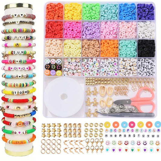 Polymer Clay Beads Set Rainbow Color Flat Chip Beads