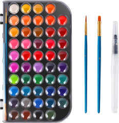 48 Colors Washable Non-toxic Watercolor Paint Set with 3 Brushes and Palette