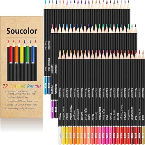 72-Color Colored Pencils Set Soft Core Artist Sketching Drawing Pencils For Adult Coloring Books