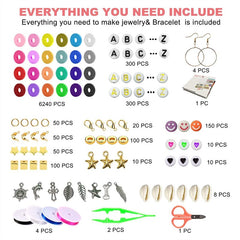 7200 Clay Beads Bracelet Making Kit Polymer Beads with Charms Gifts