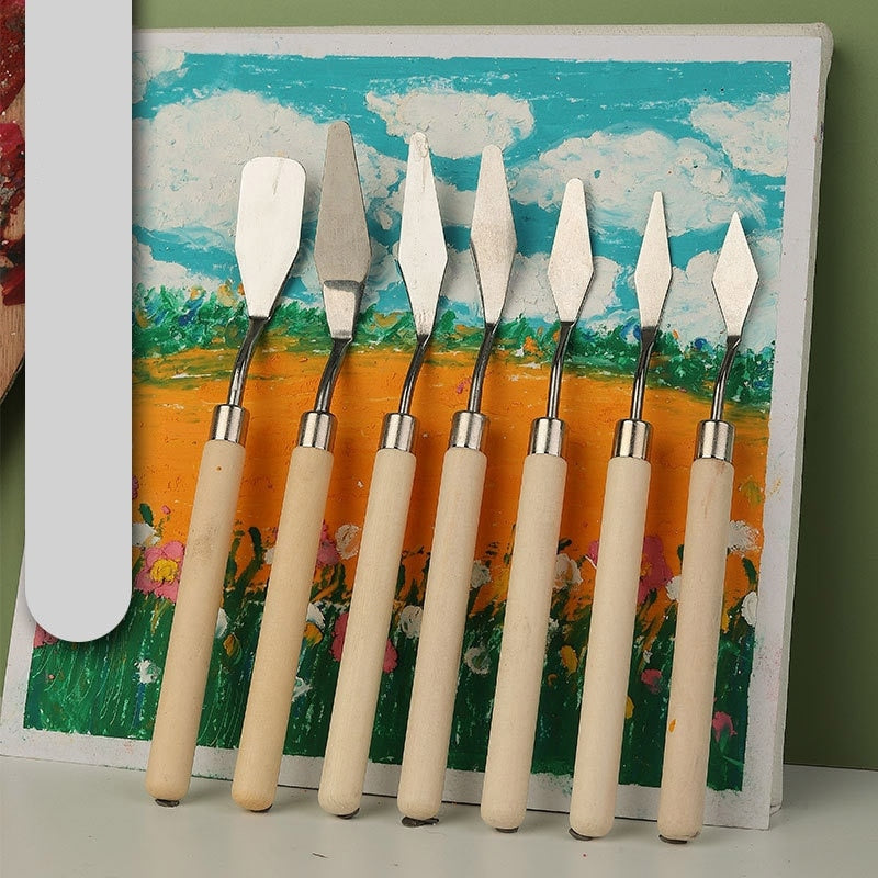 7Pcs Set Stainless Steel Oil Painting Knives Artist Crafts Spatula Palette Knife - honeylives