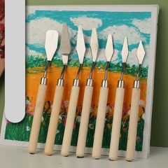 7Pcs Set Stainless Steel Oil Painting Knives Artist Crafts Spatula Palette Knife - honeylives