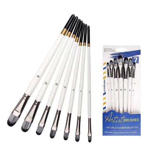 7 Pcs Sets Nylon Hair Oil Painting Brush Aluminum Tube