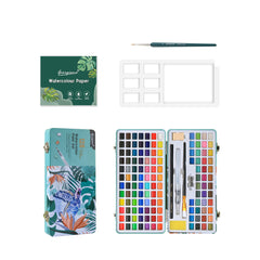 Watercolor Pigment Set With Gift Box Travel Watercolor Set with Watercolor Papers and Brushes