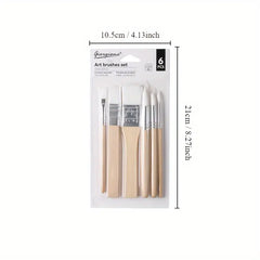 6Pcs Nylon Hair Paint Brushes Set ooden Handle Watercolor Oil Painting Brush