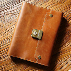 A5 Cowhide Simple Notebook Retro Password With Lock Diary