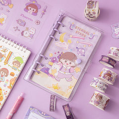 A6 Binder Notebooks Washi Tape Stickers Set With Pad Soft Ruler Set