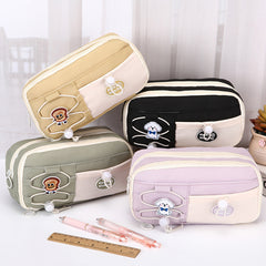 9-Layer Spacious Drawstring Pencil Bag Double Drawstring Cute Niche Stationery Box