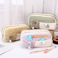 9-Layer Spacious Drawstring Pencil Bag Double Drawstring Cute Niche Stationery Box