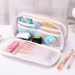 9-Layer Spacious Drawstring Pencil Bag Double Drawstring Cute Niche Stationery Box