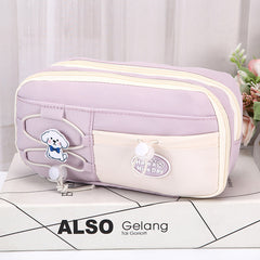 9-Layer Spacious Drawstring Pencil Bag Double Drawstring Cute Niche Stationery Box