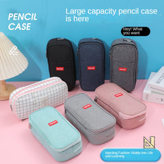Canvas Large Capacity Students Pen Box Storage Pouch Simple School Stationery Bag Pencil case