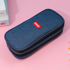 Canvas Large Capacity Students Pen Box Storage Pouch Simple School Stationery Bag Pencil case