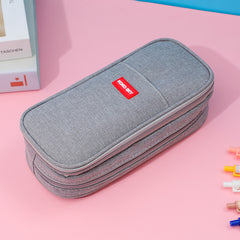 Canvas Large Capacity Students Pen Box Storage Pouch Simple School Stationery Bag Pencil case