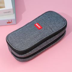 Canvas Large Capacity Students Pen Box Storage Pouch Simple School Stationery Bag Pencil case